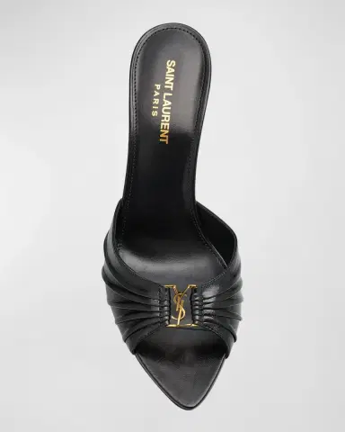 Saint Laurent Babylone YSL Ruched Leather Mule Sandals | Thumbnail 5