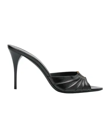 Saint Laurent Babylone YSL Ruched Leather Mule Sandals | Thumbnail 1