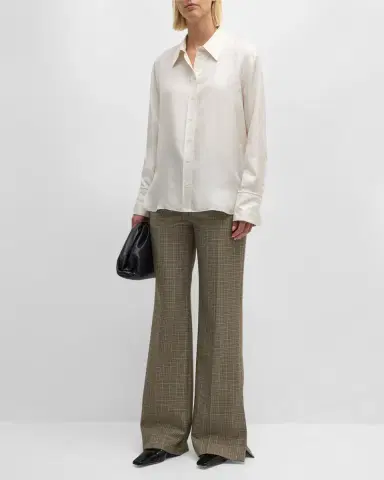 Argent Button-Down Silk Twill Blouse | Thumbnail 2