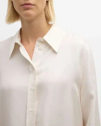 Argent Button-Down Silk Twill Blouse | Thumbnail 5
