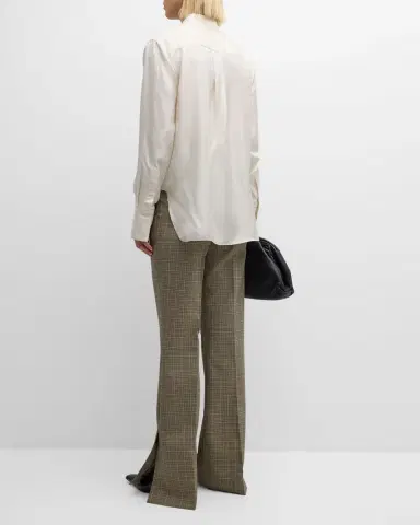 Argent Button-Down Silk Twill Blouse | Thumbnail 6