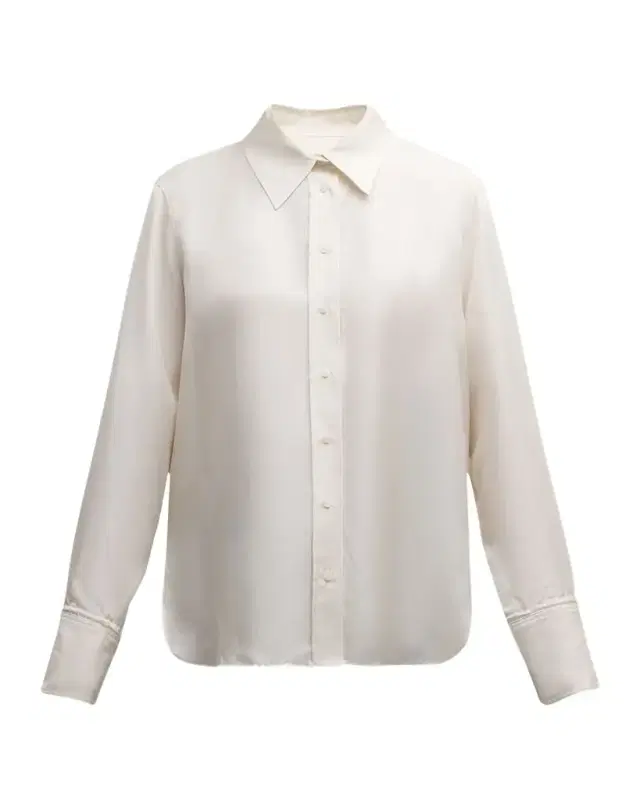 Button-Down Silk Twill Blouse