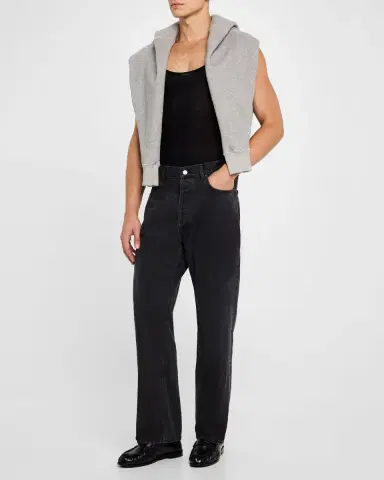 Saint Laurent Men's Loose-Fit Faded Denim Jeans | Thumbnail 2 Saint Laurent Men's Loose-Fit Faded Denim Jeans | Thumbnail 2