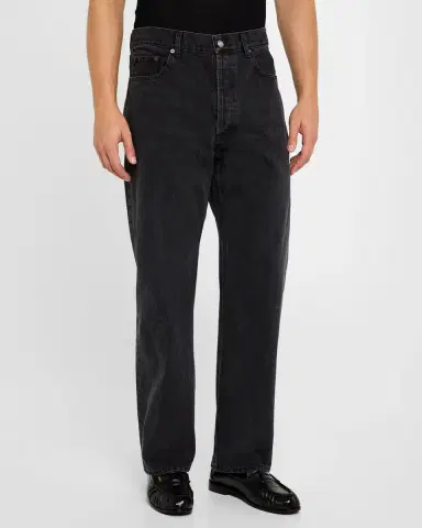 Saint Laurent Men's Loose-Fit Faded Denim Jeans | Thumbnail 4 Saint Laurent Men's Loose-Fit Faded Denim Jeans | Thumbnail 4