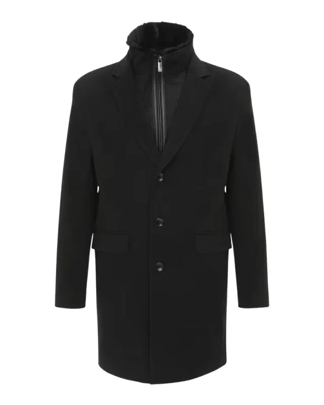 Gorski Men 's Loro Wool Short Coat with Merino Shearling Lamb Trim