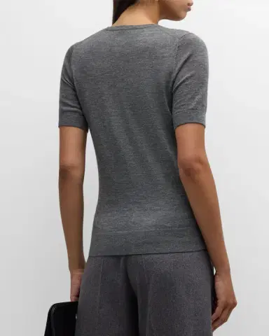 Neiman Marcus Cashmere Collection Superfine Cashmere Crop Sweater | Thumbnail 3 Neiman Marcus Cashmere Collection Superfine Cashmere Crop Sweater | Thumbnail 3