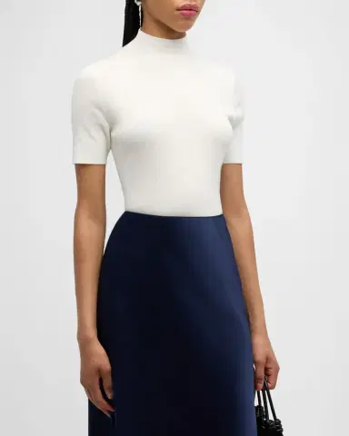 Theory Leenda Regal Merino Wool Short-Sleeve Mock-Neck Top | Thumbnail 3