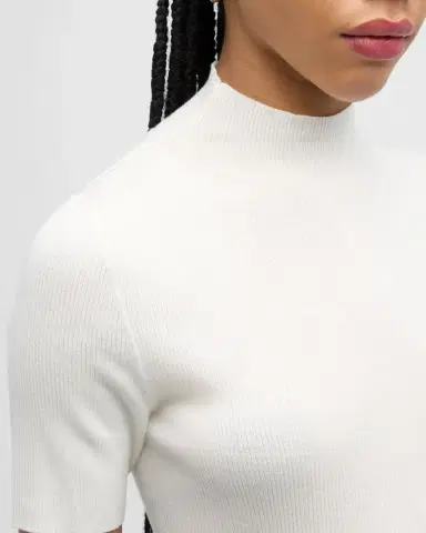 Theory Leenda Regal Merino Wool Short-Sleeve Mock-Neck Top | Thumbnail 5