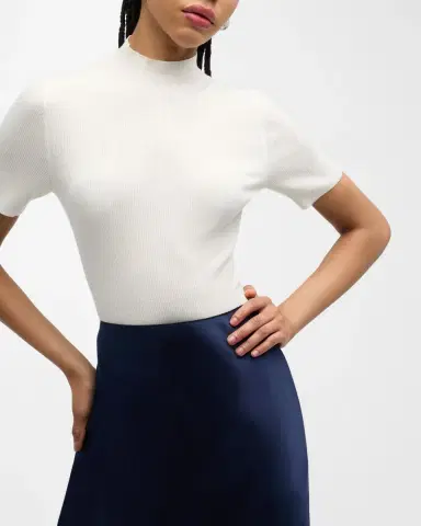 Theory Leenda Regal Merino Wool Short-Sleeve Mock-Neck Top | Thumbnail 7