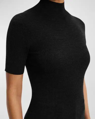 Theory Leenda Regal Merino Wool Short-Sleeve Mock-Neck Top | Thumbnail 4
