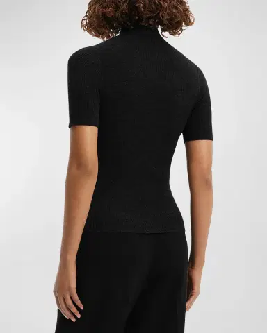 Theory Leenda Regal Merino Wool Short-Sleeve Mock-Neck Top | Thumbnail 5