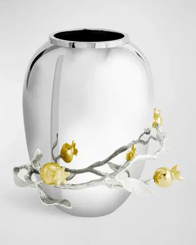 Michael Aram Pomegranate Silver & Gold Medium Vase with 24K Goldplate | Thumbnail 2
