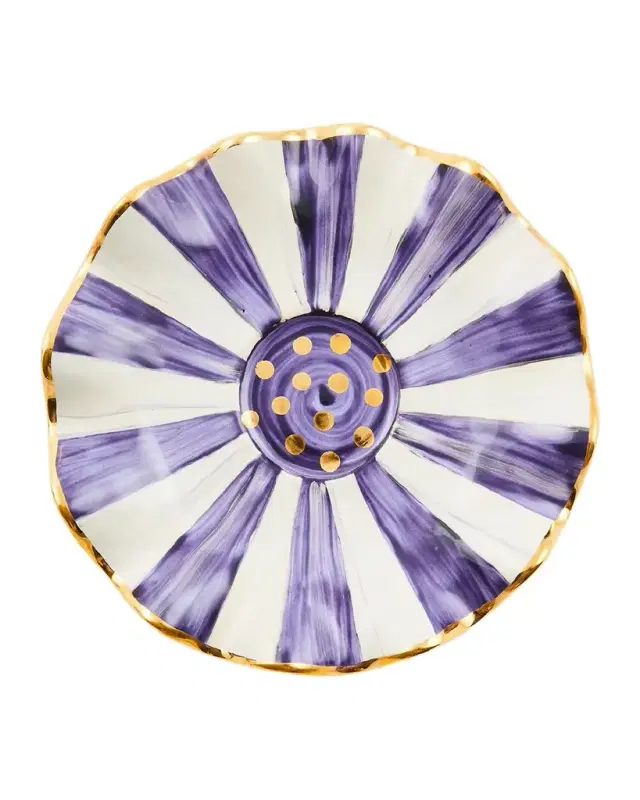 MacKenzie-Childs Violet Check Ceramic Saucer
