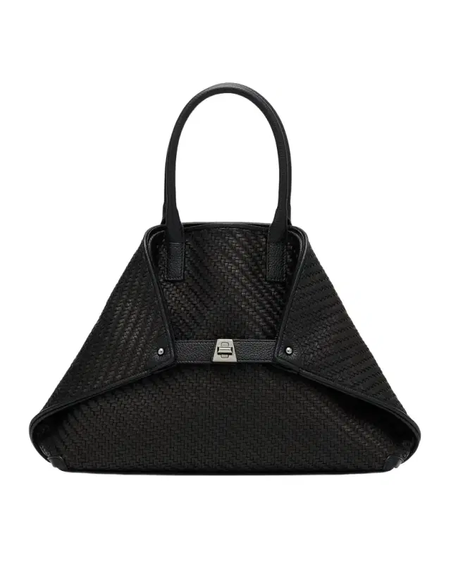 Akris Ai Small Plaid Braided Top-Handle Bag