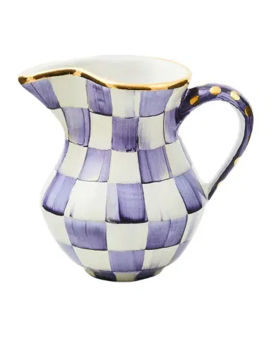 MacKenzie-Childs Violet Check Ceramic Creamer | Thumbnail 1 MacKenzie-Childs Violet Check Ceramic Creamer | Thumbnail 1