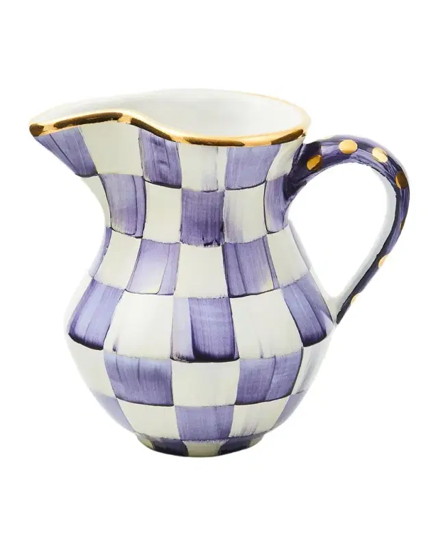 MacKenzie-Childs Violet Check Ceramic Creamer