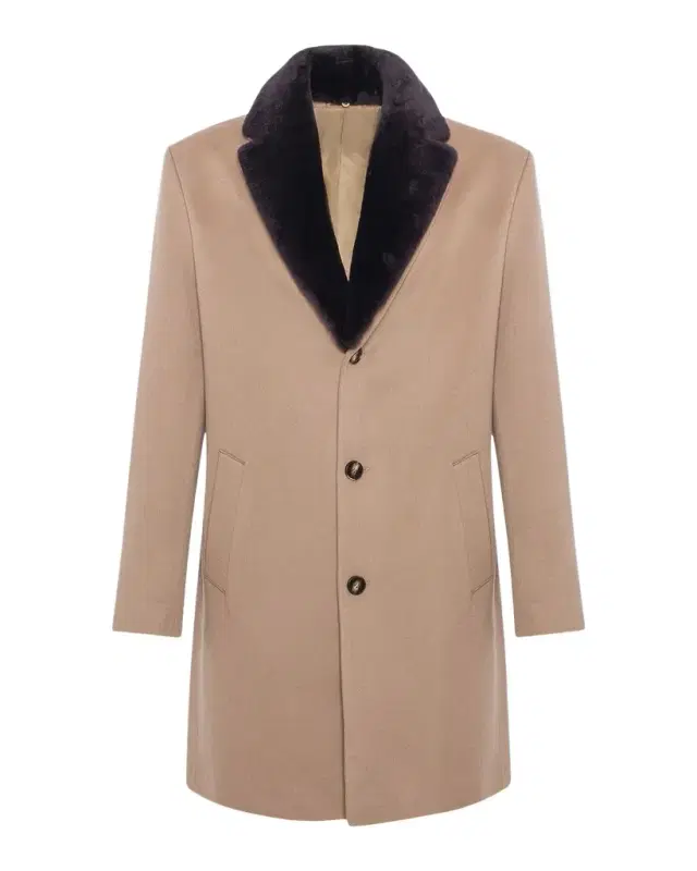 Gorski Men 's Loro Piana Cashmere Short Coat with Detachable Lamb Shearling Collar