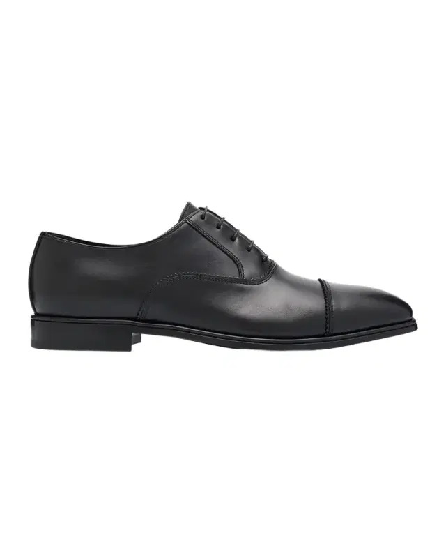 Men 's Boston Brogue Leather Cap-Toe Oxfords