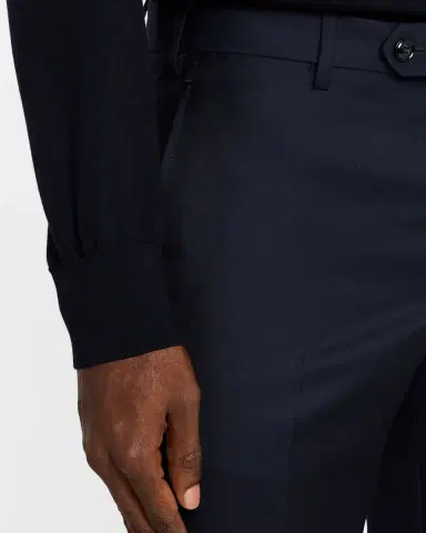 Giorgio Armani Men's Solid Wool Flat-Front Trousers | Thumbnail 7 Giorgio Armani Men's Solid Wool Flat-Front Trousers | Thumbnail 7