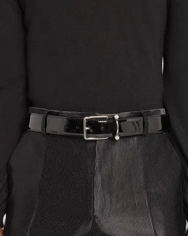 Christian Louboutin Men's Chambeliss Night Strass Patent Leather Belt | Thumbnail 2 Christian Louboutin Men's Chambeliss Night Strass Patent Leather Belt | Thumbnail 2