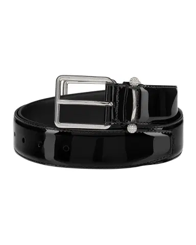 Christian Louboutin Men's Chambeliss Night Strass Patent Leather Belt | Thumbnail 1 Christian Louboutin Men's Chambeliss Night Strass Patent Leather Belt | Thumbnail 1
