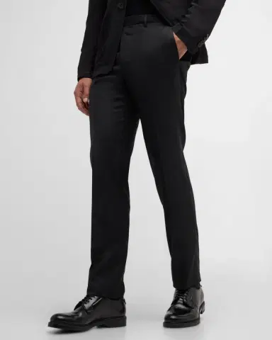 Giorgio Armani Men's Flat-Front Wool Trousers | Thumbnail 6 Giorgio Armani Men's Flat-Front Wool Trousers | Thumbnail 6