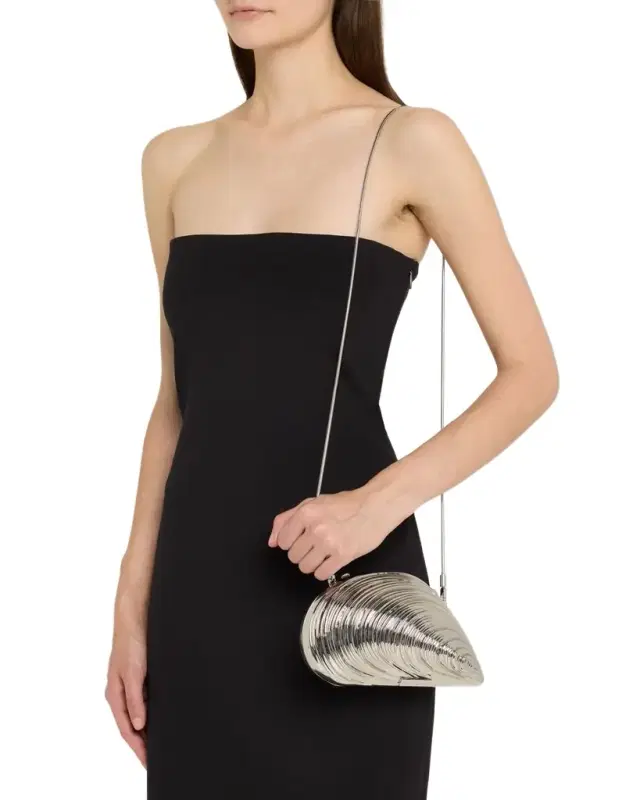 SIMKHAI Bridget Metal Oyster Shell Clutch Bag