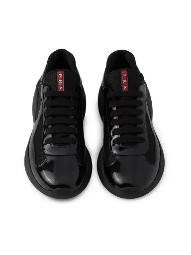 Prada Men's Patent Leather and Technical Fabric America's Cup Sneakers - Black - Size 5.5 | Thumbnail 2 Prada Men's Patent Leather and Technical Fabric America's Cup Sneakers - Black - Size 5.5 | Thumbnail 2