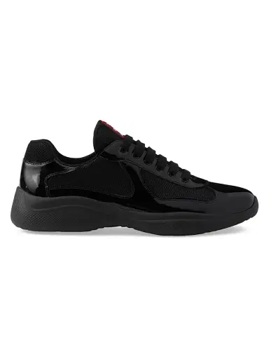 Prada Men's Patent Leather and Technical Fabric America's Cup Sneakers - Black - Size 5.5 | Thumbnail 1 Prada Men's Patent Leather and Technical Fabric America's Cup Sneakers - Black - Size 5.5 | Thumbnail 1