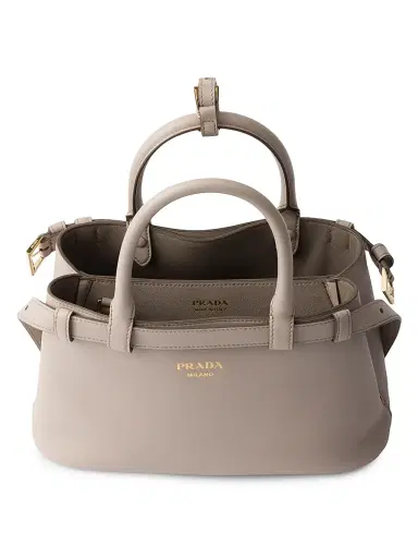 Prada Women's Buckle Small Leather Top Handle Bag with Double Belt | Thumbnail 4 Prada Women's Buckle Small Leather Top Handle Bag with Double Belt | Thumbnail 4