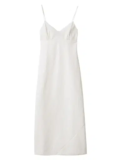 Miu Miu Women's Embroidered Slubbed Canvas Maxi-Dress - Beige Khaki | Thumbnail 1