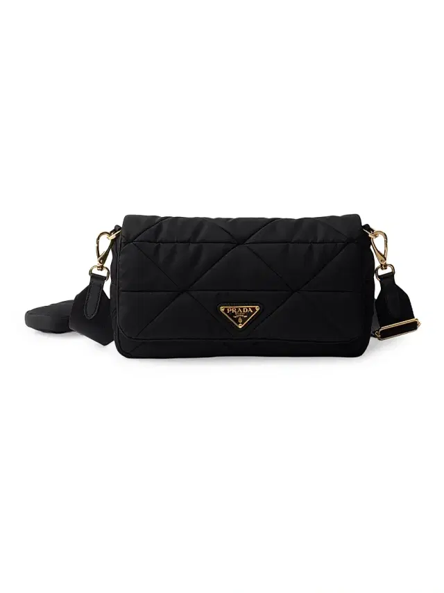 Prada Women's Padded Re-Nylon Shoulder Bag - Black Gold