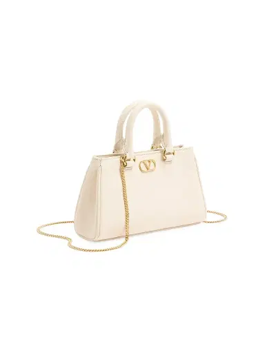 Valentino Garavani Women's Mini VLogo Signature Top Handle Bag in Grainy Calfskin - Ivory | Thumbnail 3