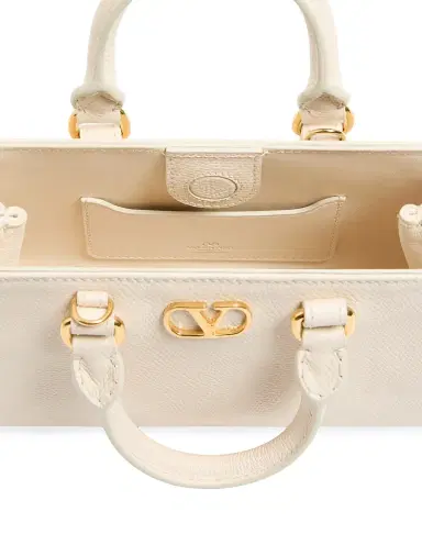 Valentino Garavani Women's Mini VLogo Signature Top Handle Bag in Grainy Calfskin - Ivory | Thumbnail 5