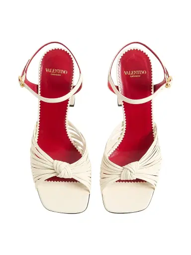 Valentino Garavani Women's Annet Kidskin 90MM Sandals - Ivory - Size 12 | Thumbnail 4