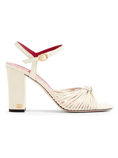 Valentino Garavani Women's Annet Kidskin 90MM Sandals - Ivory - Size 12 | Thumbnail 1