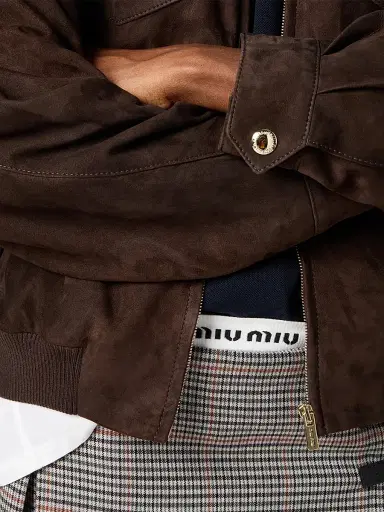 Miu Miu Women's Suede Nappa Leather Jacket - Dark Brown - Size 4 | Thumbnail 6