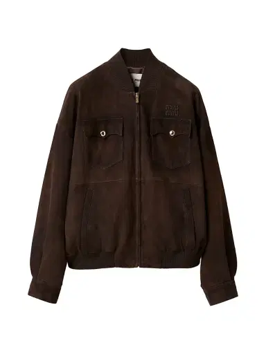 Miu Miu Women's Suede Nappa Leather Jacket - Dark Brown - Size 4 | Thumbnail 1