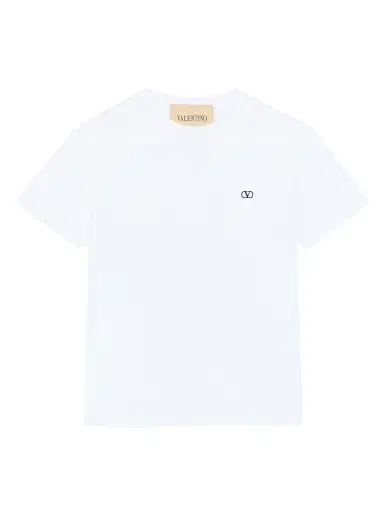 Valentino Garavani Men's Cotton T-Shirt with VLogo Embroidery - White | Thumbnail 1 Valentino Garavani Men's Cotton T-Shirt with VLogo Embroidery - White | Thumbnail 1