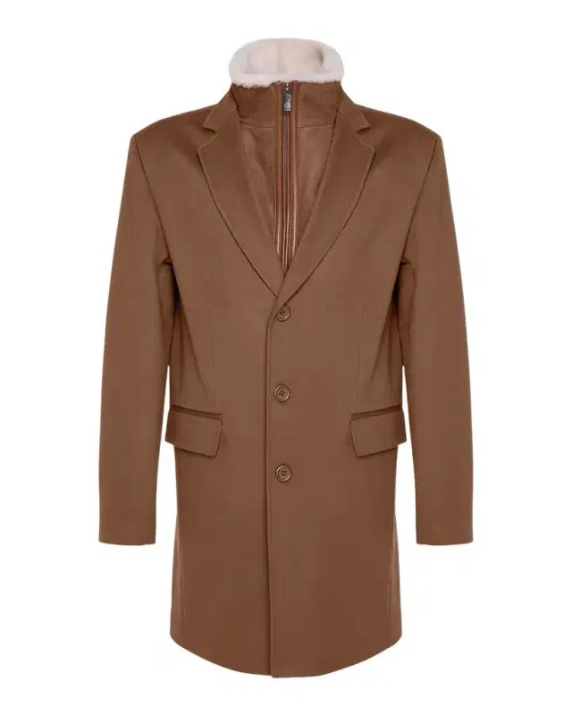 Gorski Men 's Loro Wool Short Coat with Merino Shearling Lamb Trim