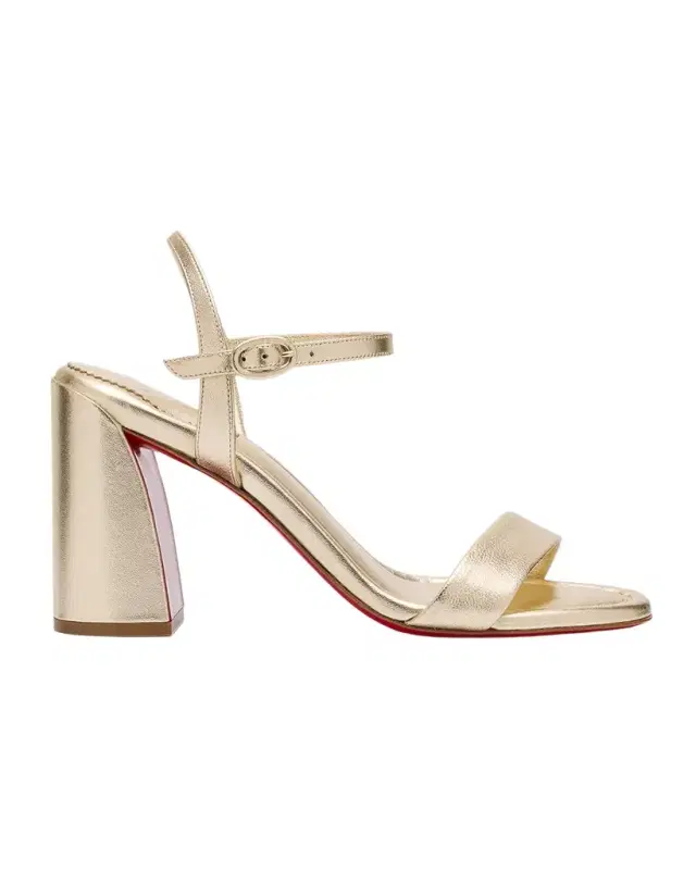 Christian Louboutin 85mm Miss Jane Metallic Ankle-Strap Sandals