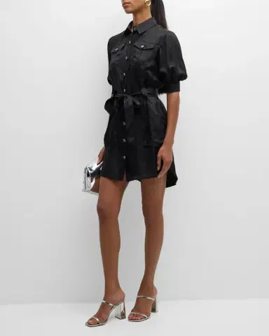 Cinq à Sept Damla Belted Puff-Sleeve Mini Shirtdress | Thumbnail 2