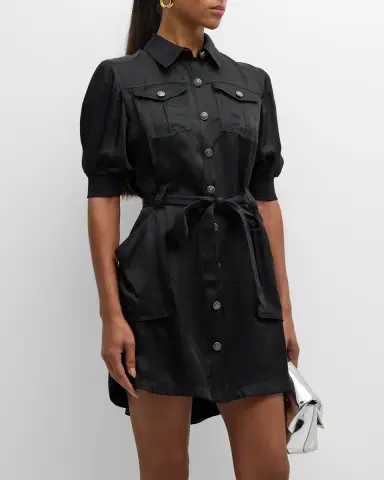 Cinq à Sept Damla Belted Puff-Sleeve Mini Shirtdress | Thumbnail 3