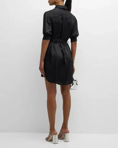 Cinq à Sept Damla Belted Puff-Sleeve Mini Shirtdress | Thumbnail 4