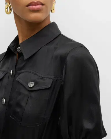Cinq à Sept Damla Belted Puff-Sleeve Mini Shirtdress | Thumbnail 5