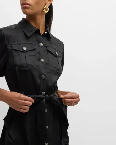 Cinq à Sept Damla Belted Puff-Sleeve Mini Shirtdress | Thumbnail 7