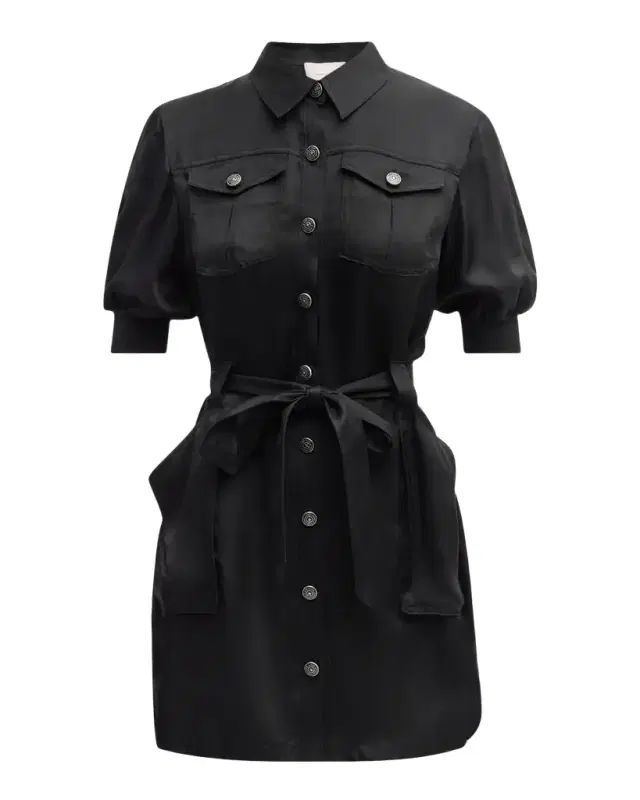 Cinq a Sept Damla Belted Puff-Sleeve Mini Shirtdress