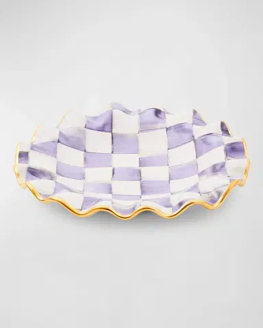 MacKenzie-Childs Violet Check Fluted Ceramic Dessert Plate | Thumbnail 2
