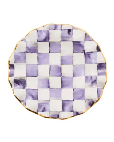 MacKenzie-Childs Violet Check Fluted Ceramic Dessert Plate | Thumbnail 1