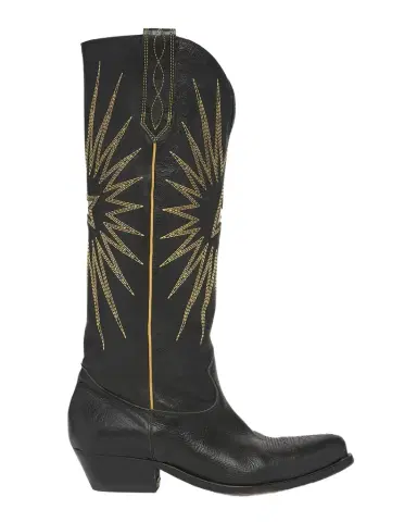 Golden Goose Wish Star Embroidered Leather Western Boots | Thumbnail 1